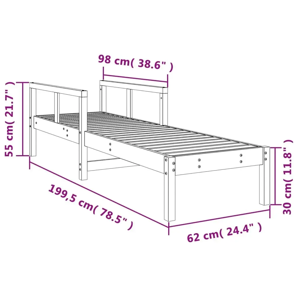 Sun Lounger 199.5x62x55 cm Solid Wood Douglas 832541