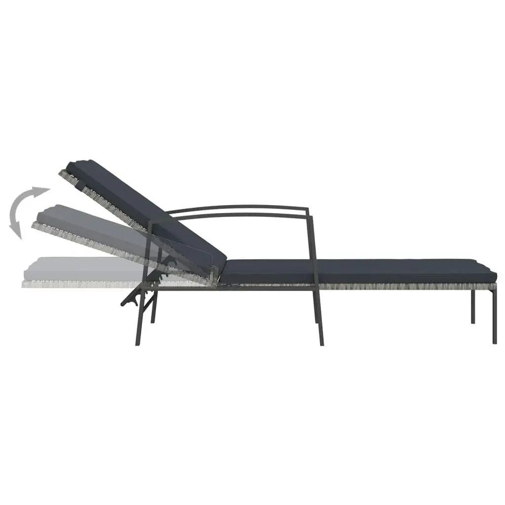 Garden Sun Lounger with Cushion Poly Rattan Grey 317636