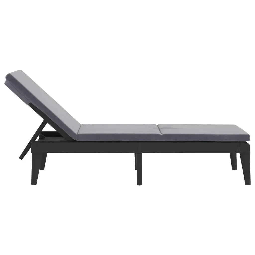 Sun Lounger with Cushion Anthracite 186x60x29 cm PP 364223