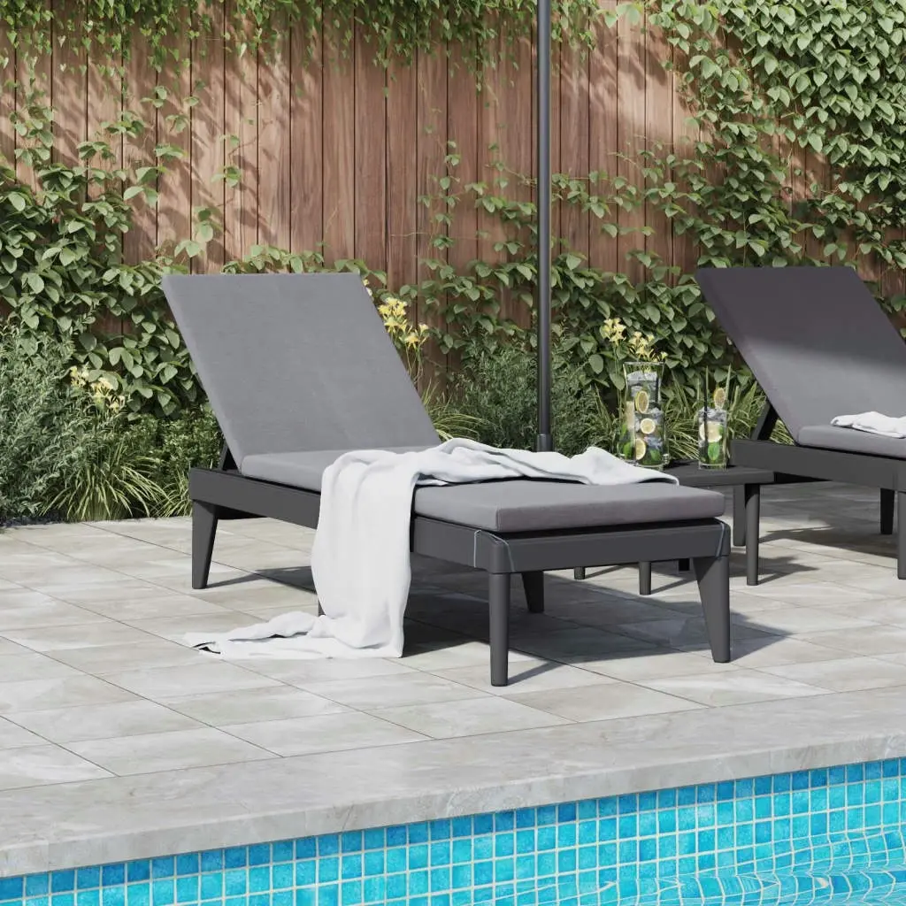 Sun Lounger with Cushion Anthracite 186x60x29 cm PP 364223