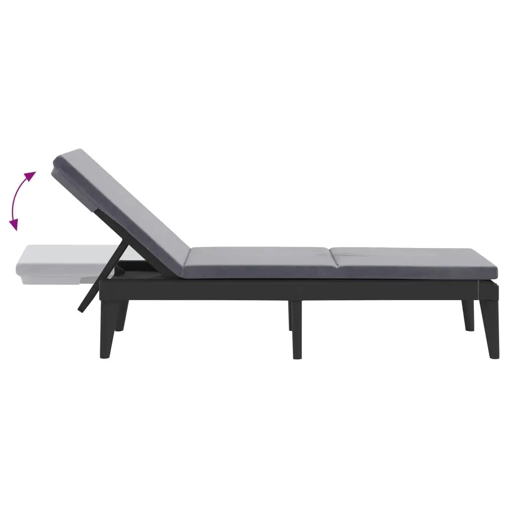 Sun Lounger with Cushion Anthracite 186x60x29 cm PP 364223