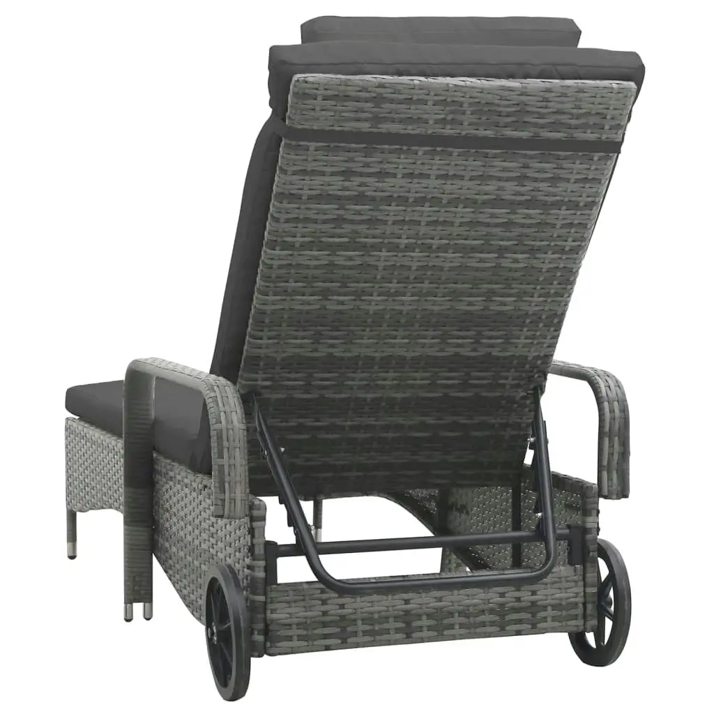 Sun Lounger with Wheels Poly Rattan Anthracite 49497