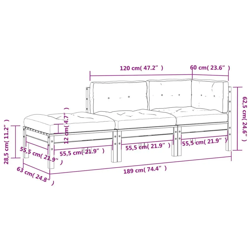 Garden Sofa with Cushions and Footstool 2-Seater 838176