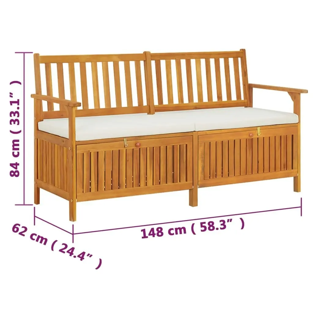 Storage Bench with Cushion 148 cm Solid Wood Acacia 316737