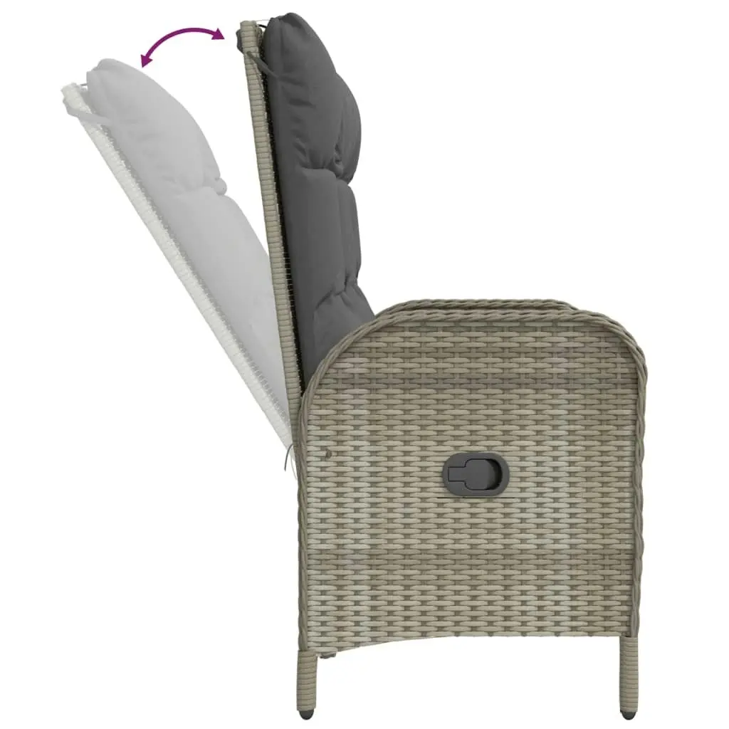 Reclining Garden Bench with Cushions 107 cm Poly Rattan Grey 319893