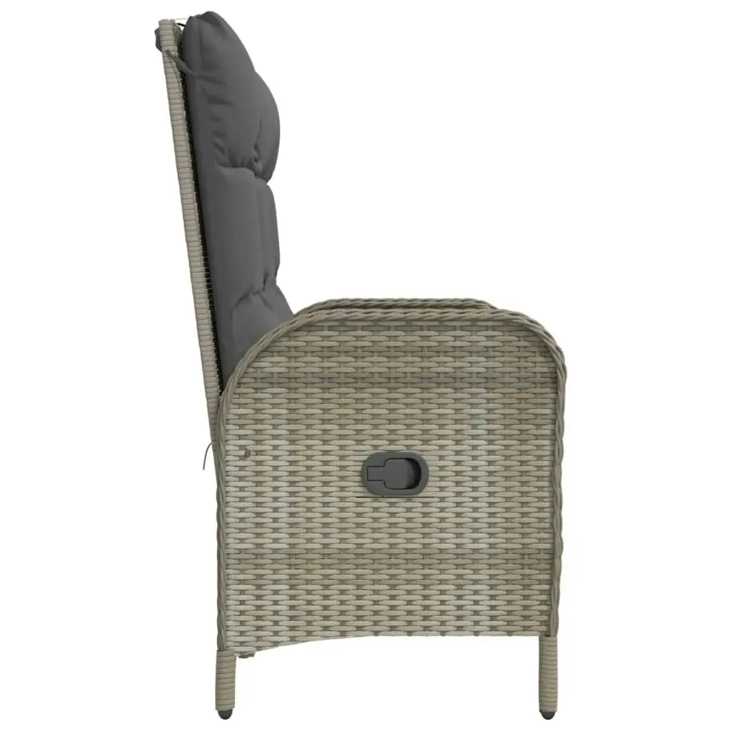 Reclining Garden Bench with Cushions 107 cm Poly Rattan Grey 319893