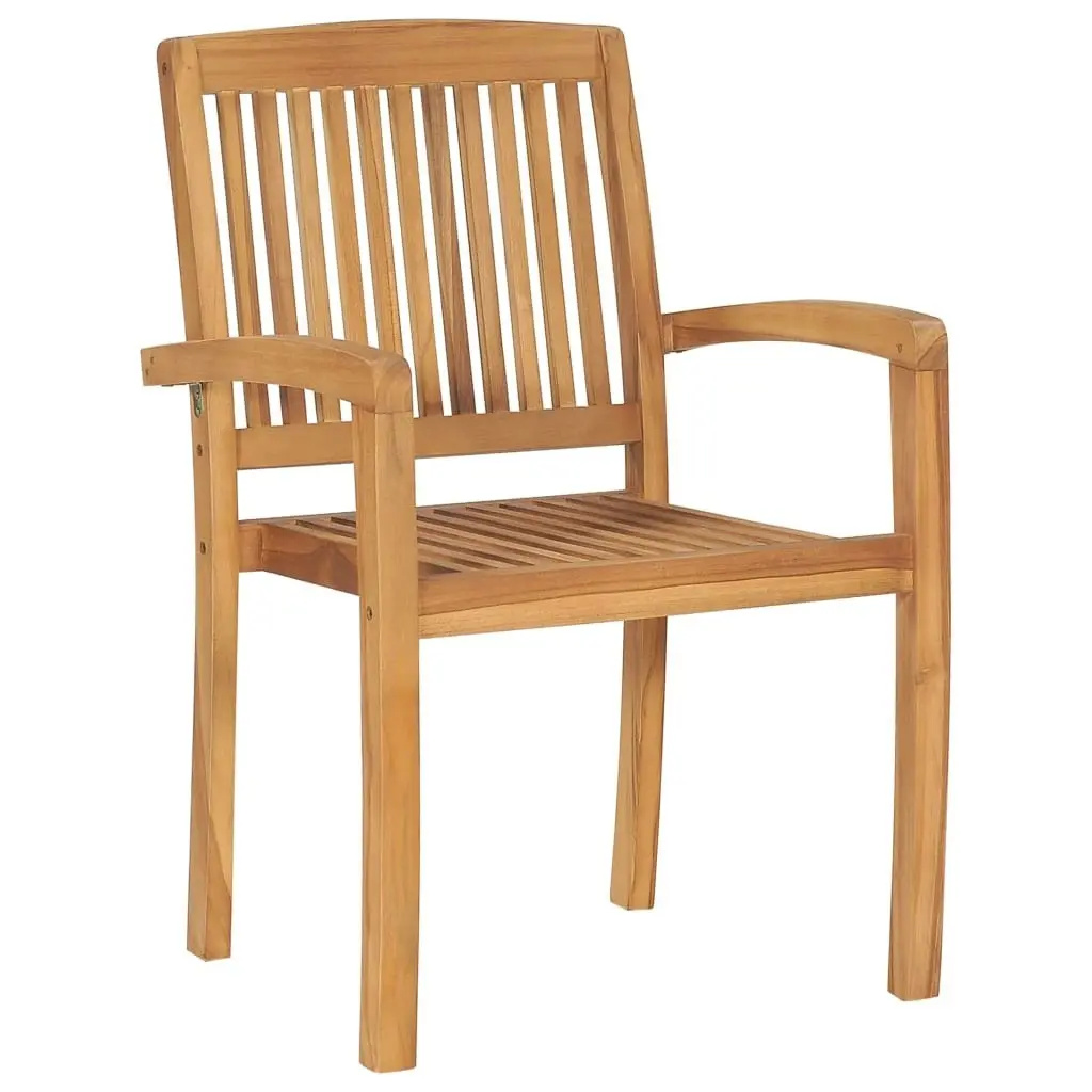 Stacking Garden Dining Chairs 2 pcs Solid Teak Wood 49387