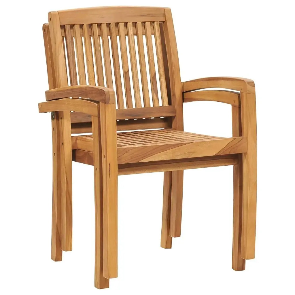 Stacking Garden Dining Chairs 2 pcs Solid Teak Wood 49387