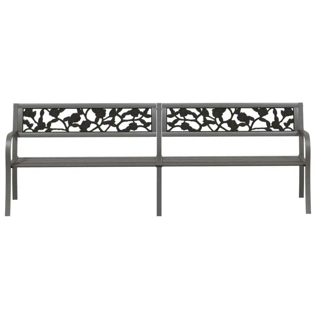 Twin Garden Bench 246 cm Grey Steel 317130