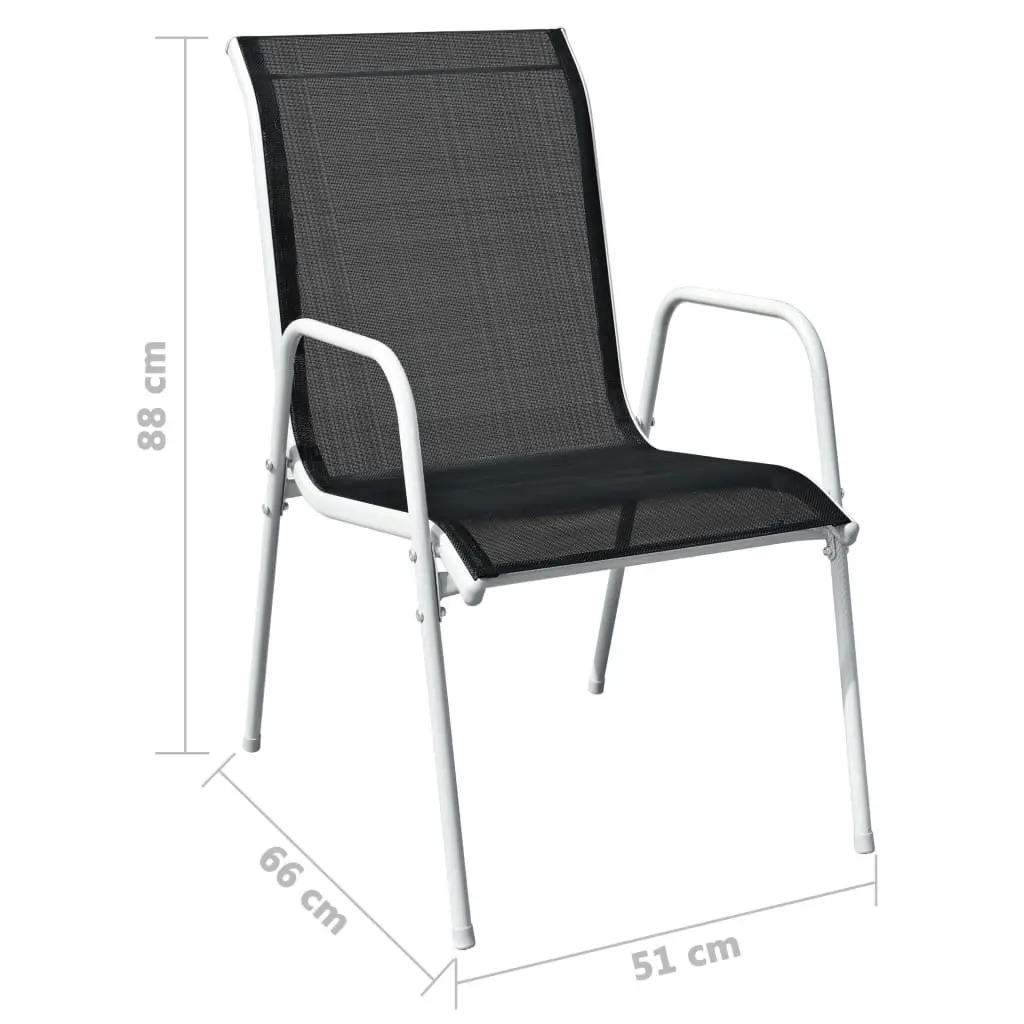 Stackable Garden Chairs 2 pcs Steel and Textilene Black 313070