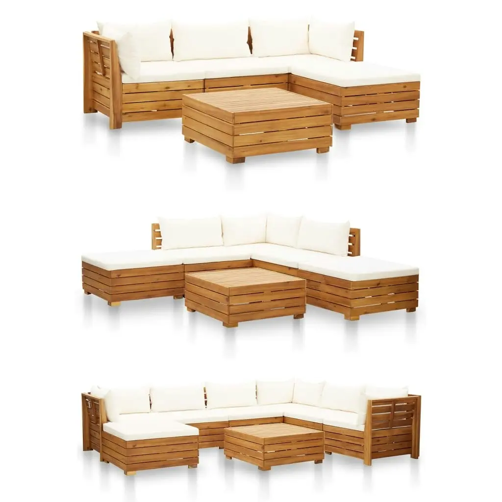 Sectional Footrest 1 pc with Cushion Solid Acacia Wood 46688