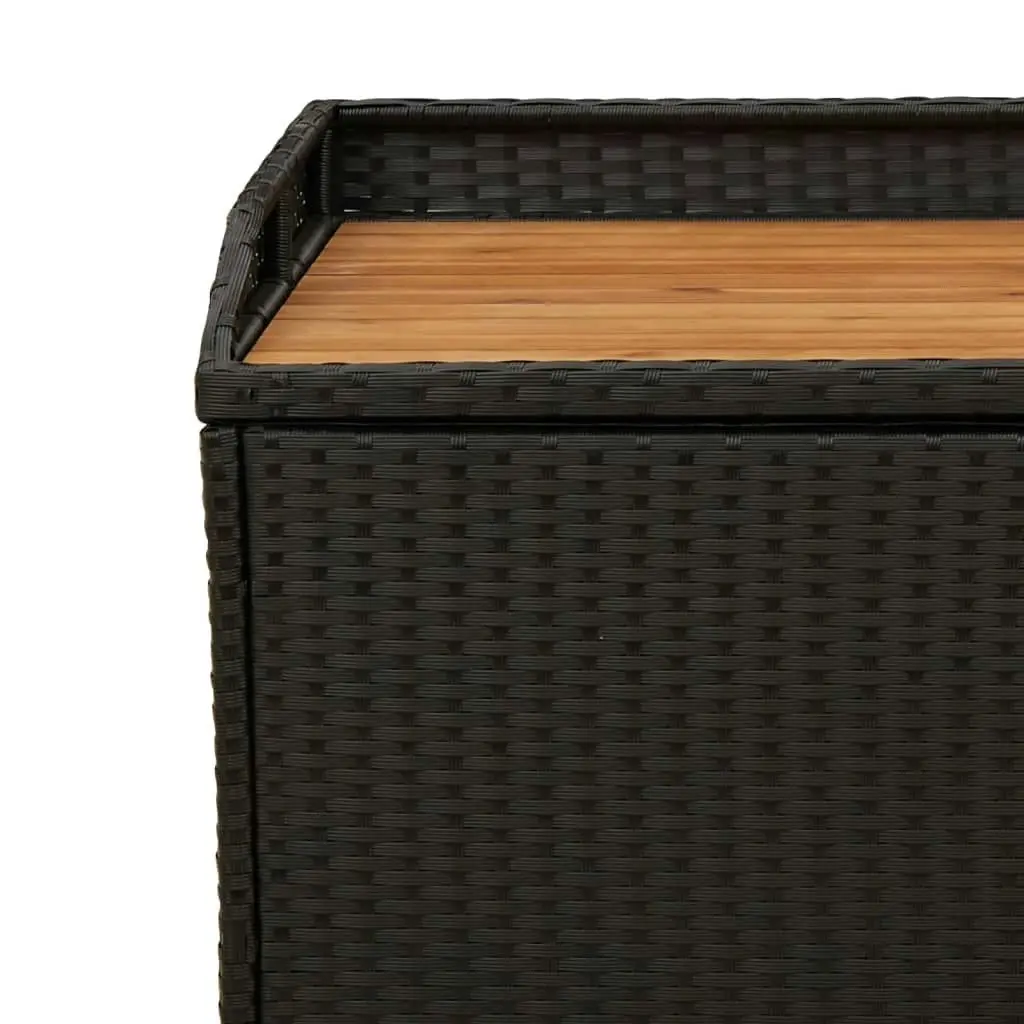 Storage Bench Black 100x50x52 cm Poly Rattan and Acacia Wood 365949