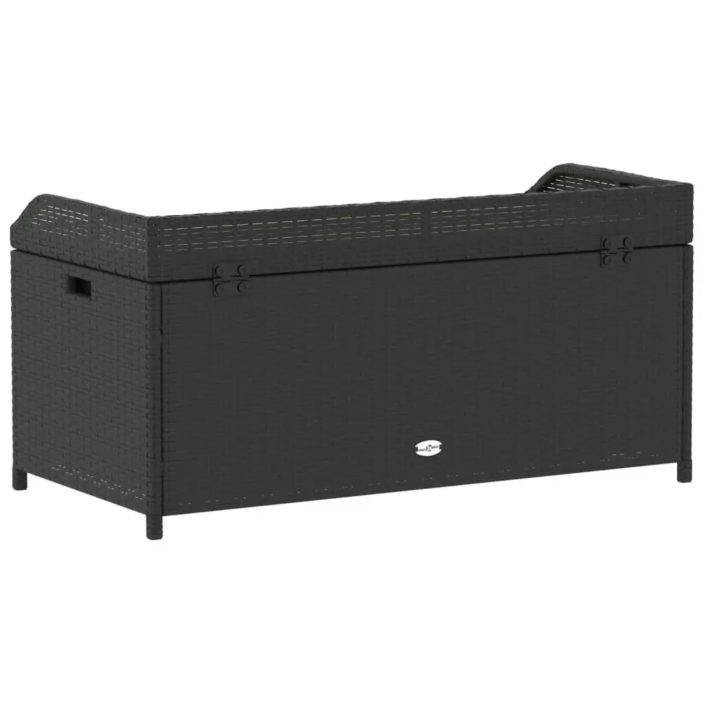 Storage Bench Black 100x50x52 cm Poly Rattan and Acacia Wood 365949