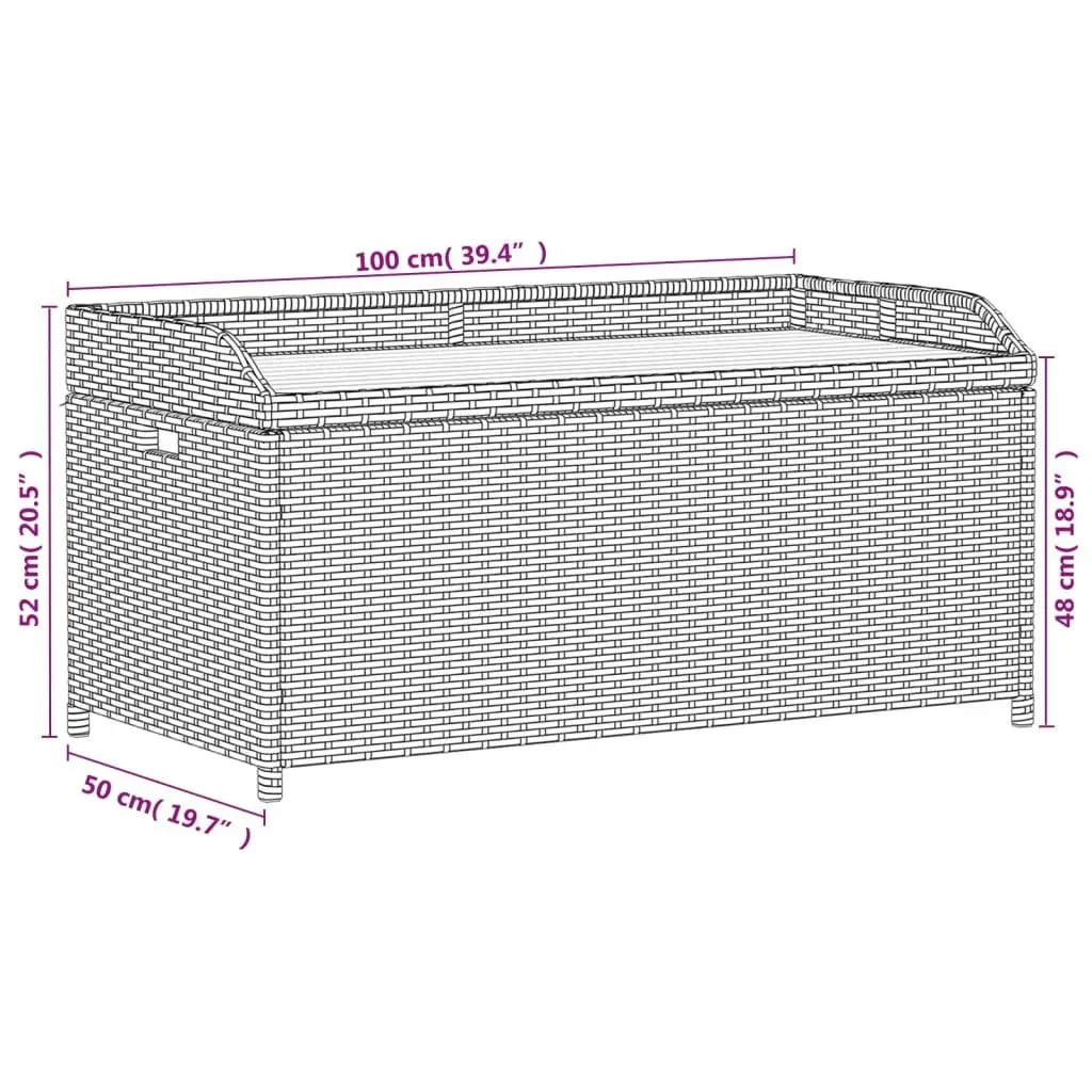 Storage Bench Black 100x50x52 cm Poly Rattan and Acacia Wood 365949