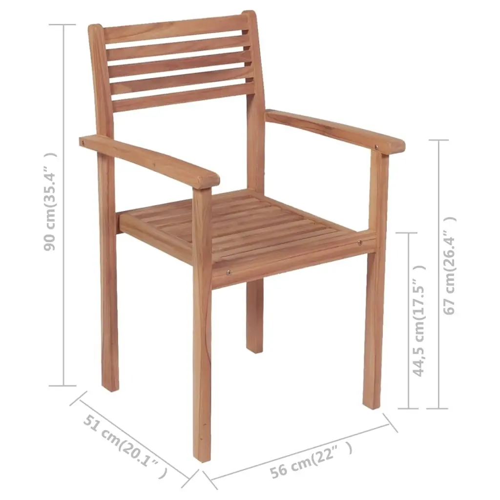 Stackable Garden Chairs 2 pcs Solid Teak Wood 43036