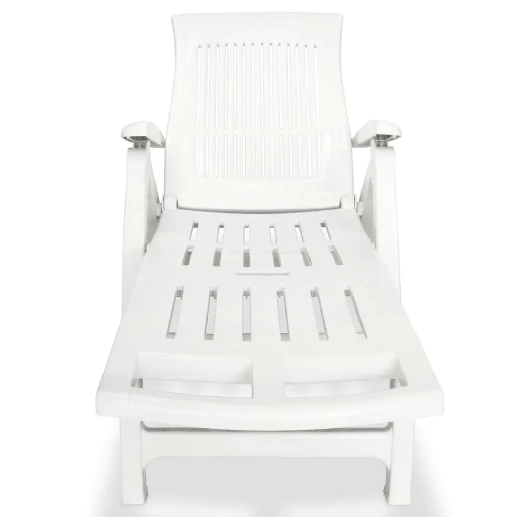 Sun Lounger with Footrest Plastic White 43586