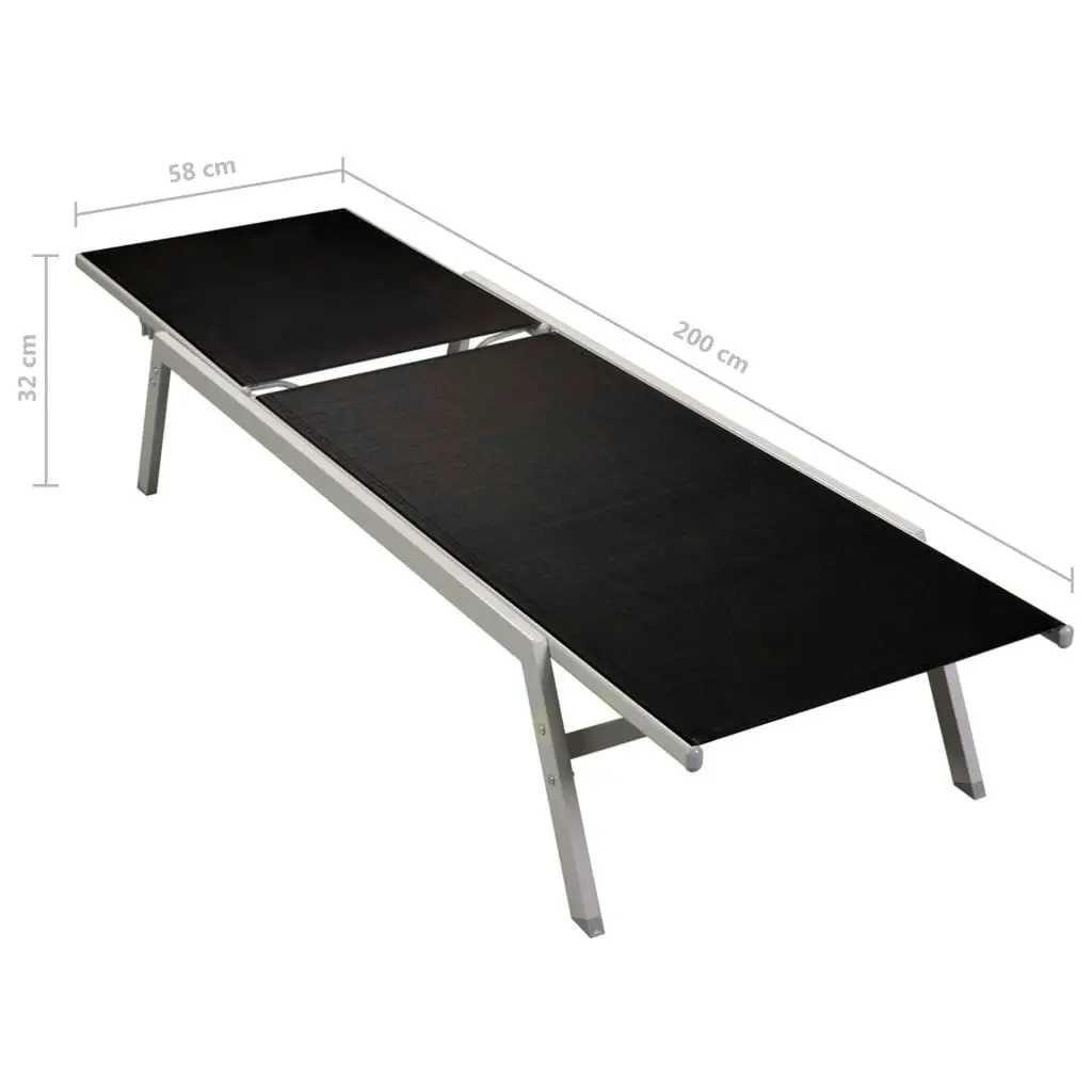 Sun Lounger Steel and Textilene Black 48011