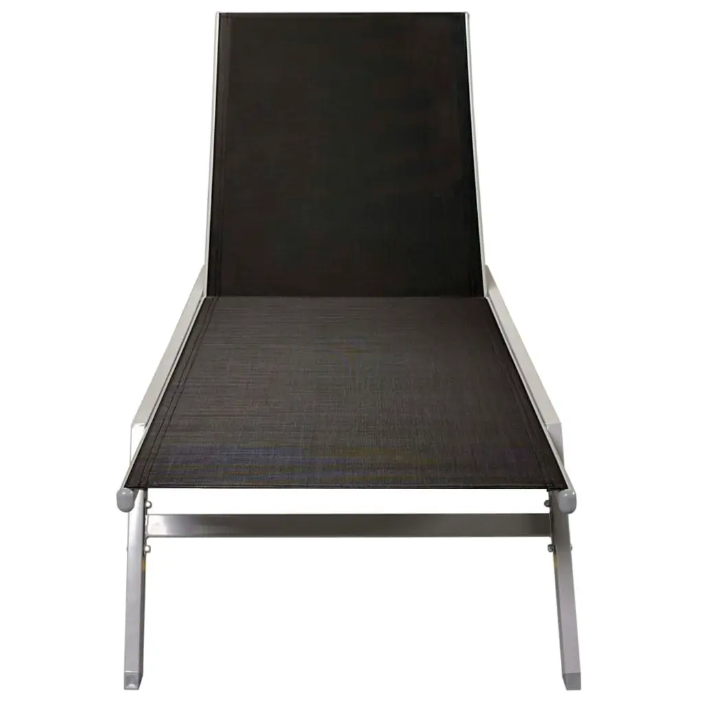 Sun Lounger Steel and Textilene Black 48011