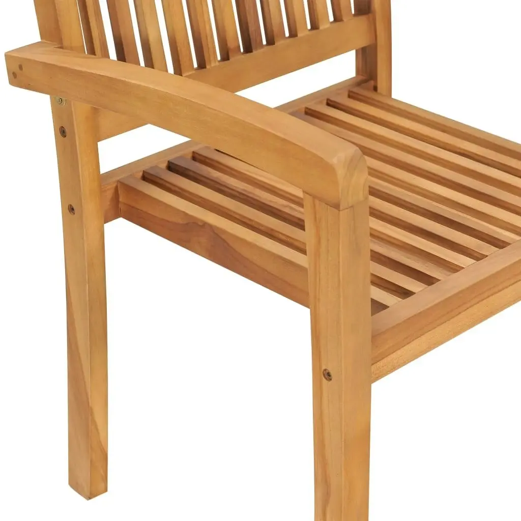 Stacking Garden Chairs with Cushions 4 pcs Solid Teak Wood 3073210