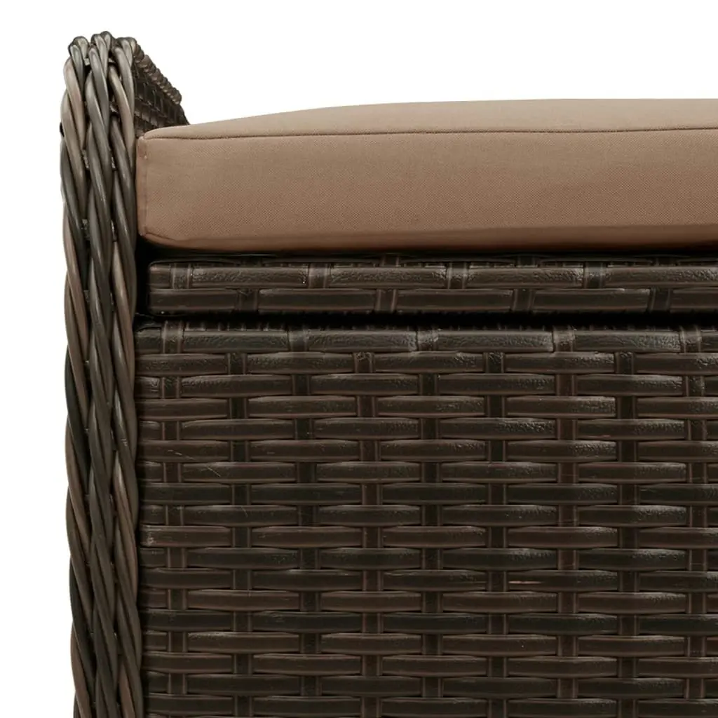 Storage Bench with Cushion Brown 115x51x52 cm Poly Rattan 365729