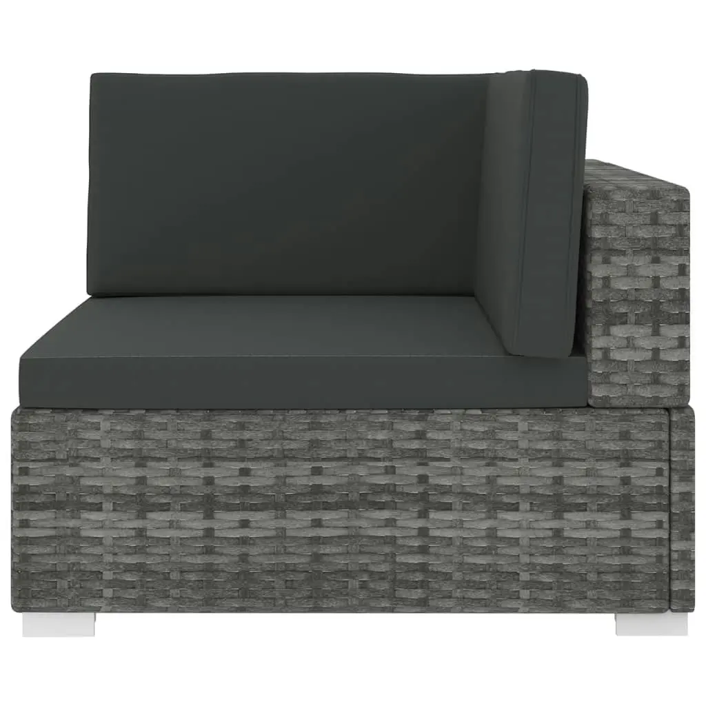 Sectional Corner Chair 1 pc with Cushions Poly Rattan Grey 46799