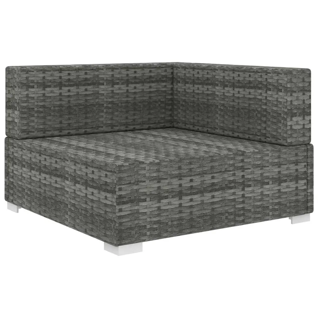 Sectional Corner Chair 1 pc with Cushions Poly Rattan Grey 46799