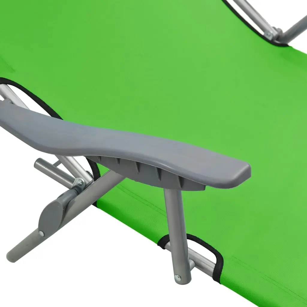 Sun Lounger with Canopy Steel Green 310335