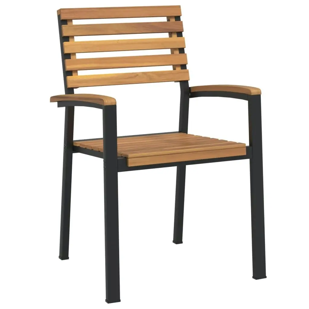 Stackable Garden Chairs 4 pcs Solid Wood Acacia and Metal 362015