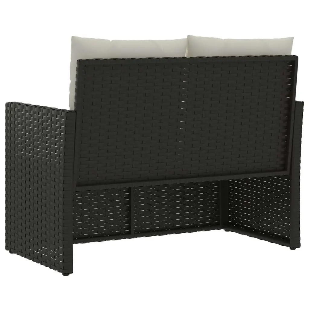 Garden Bench with Cushions Black 105 cm Poly Rattan 362318