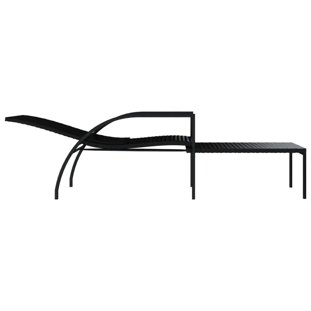 Sun Lounger with Footrest PE Rattan Black 317629