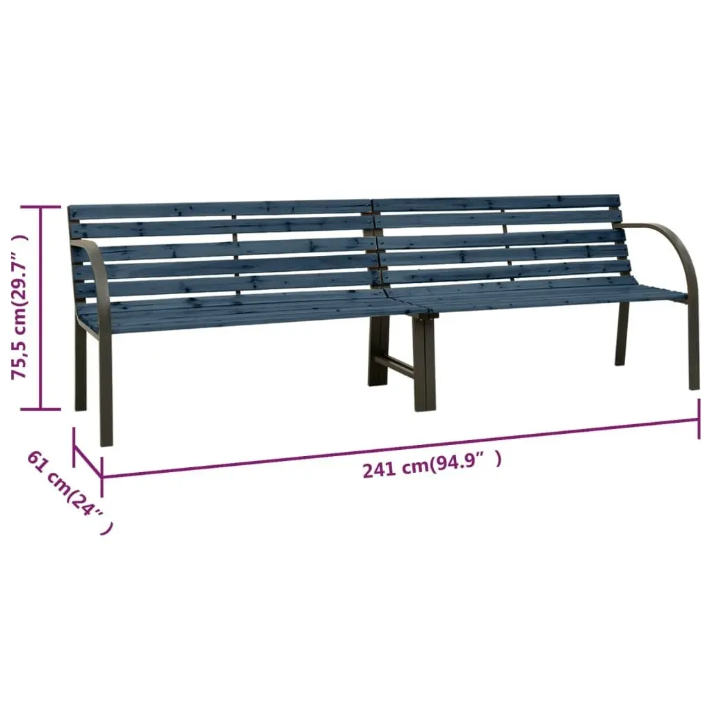 Twin Garden Bench 241 cm Solid Wood Chinese Fir Grey 317124