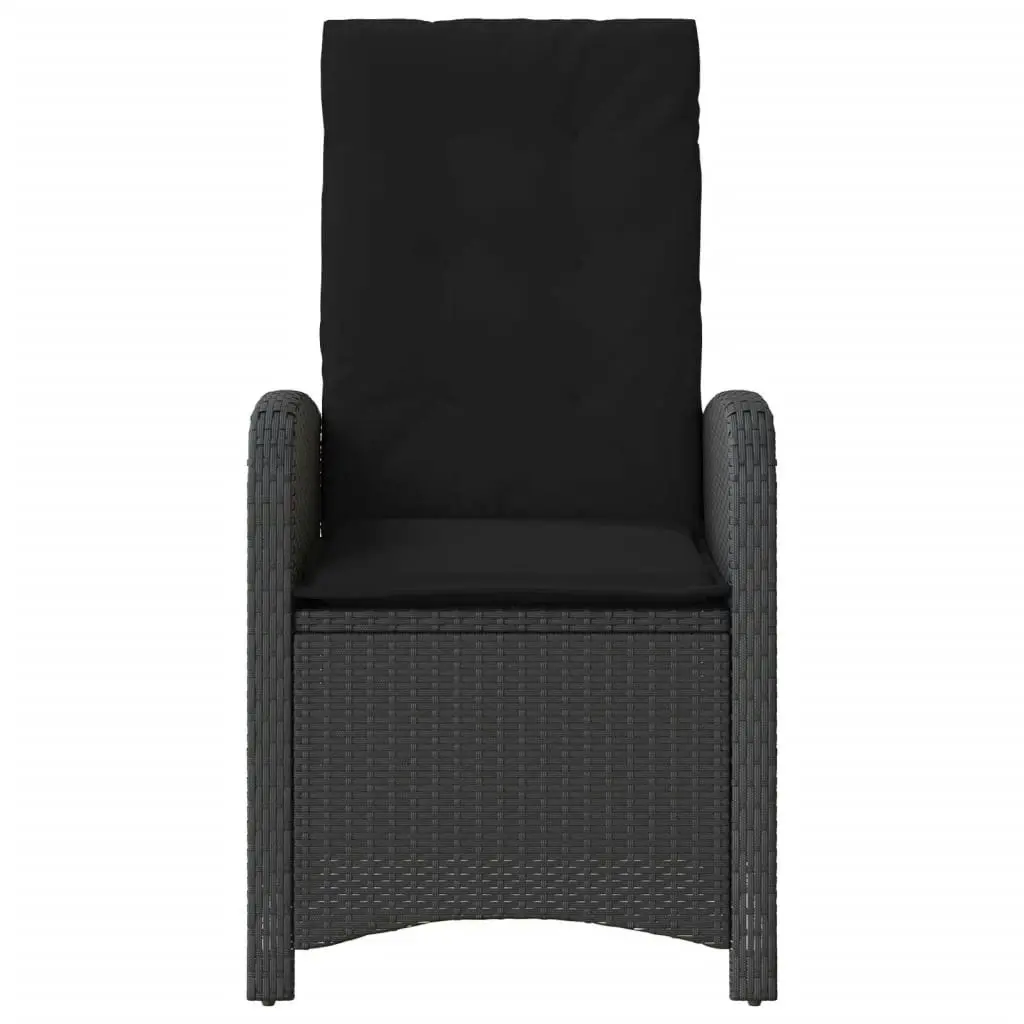 Reclining Garden Chair with Cushions Black Poly Rattan 365161