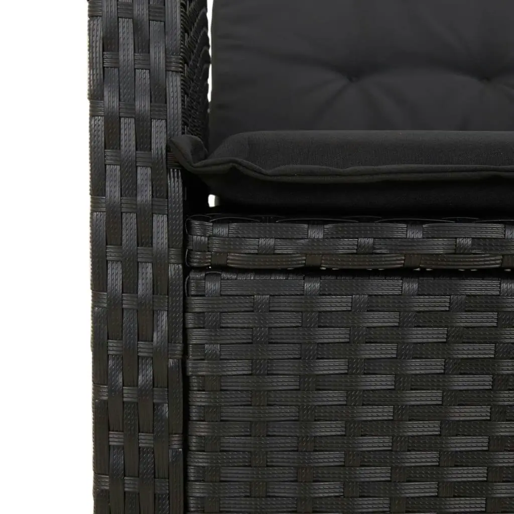 Reclining Garden Chair with Cushions Black Poly Rattan 365161