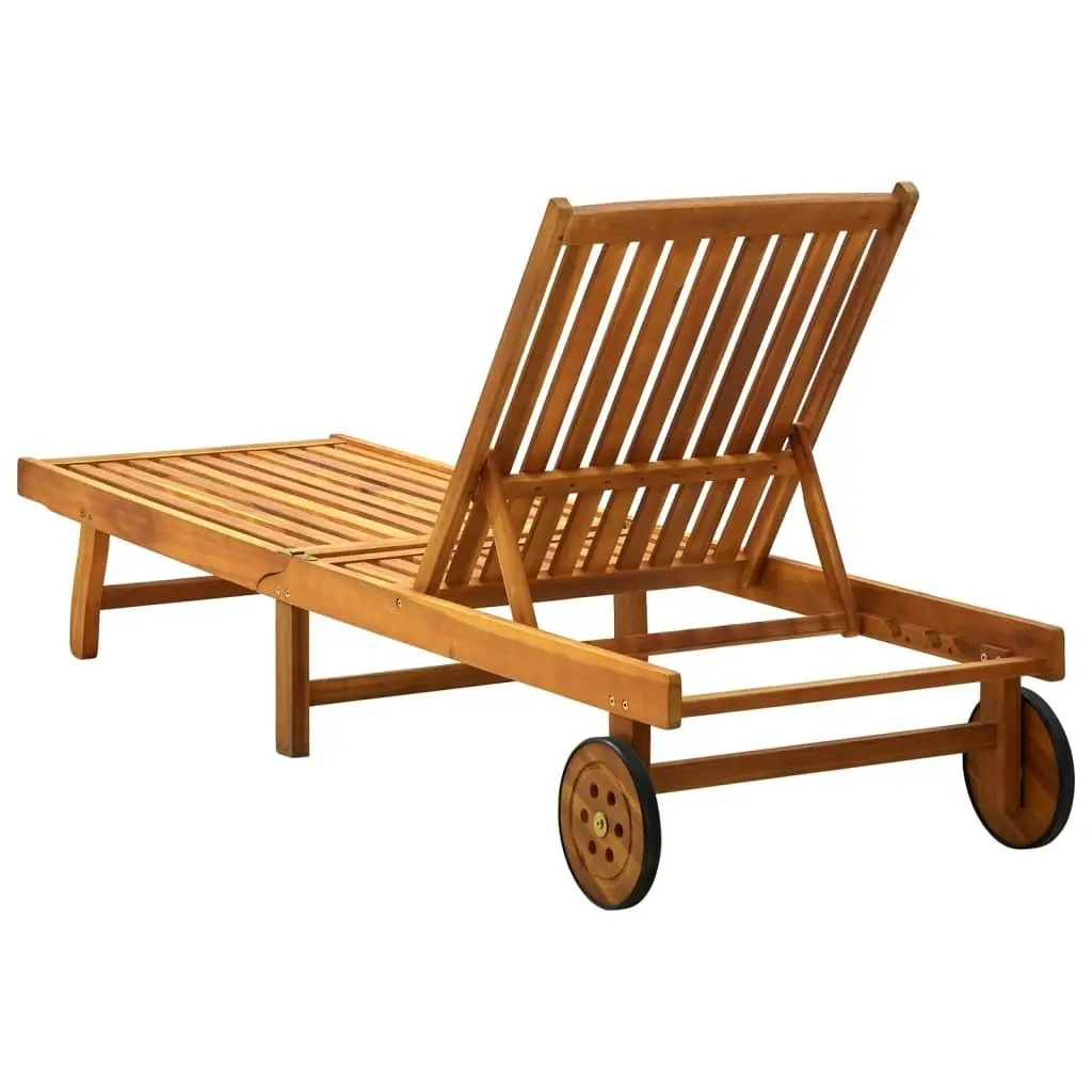 Garden Sun Lounger with Cushion Solid Acacia Wood 3061344