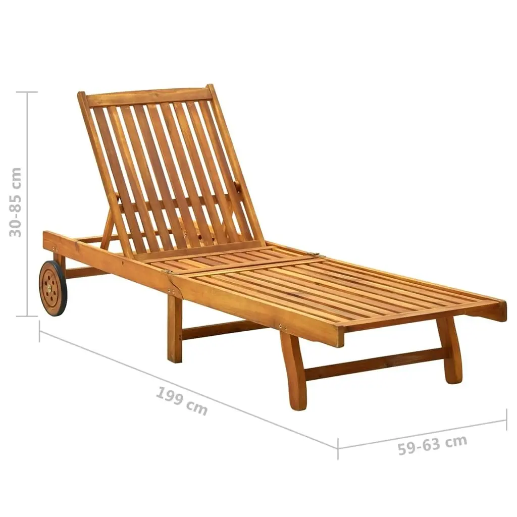 Garden Sun Lounger with Cushion Solid Acacia Wood 3061344