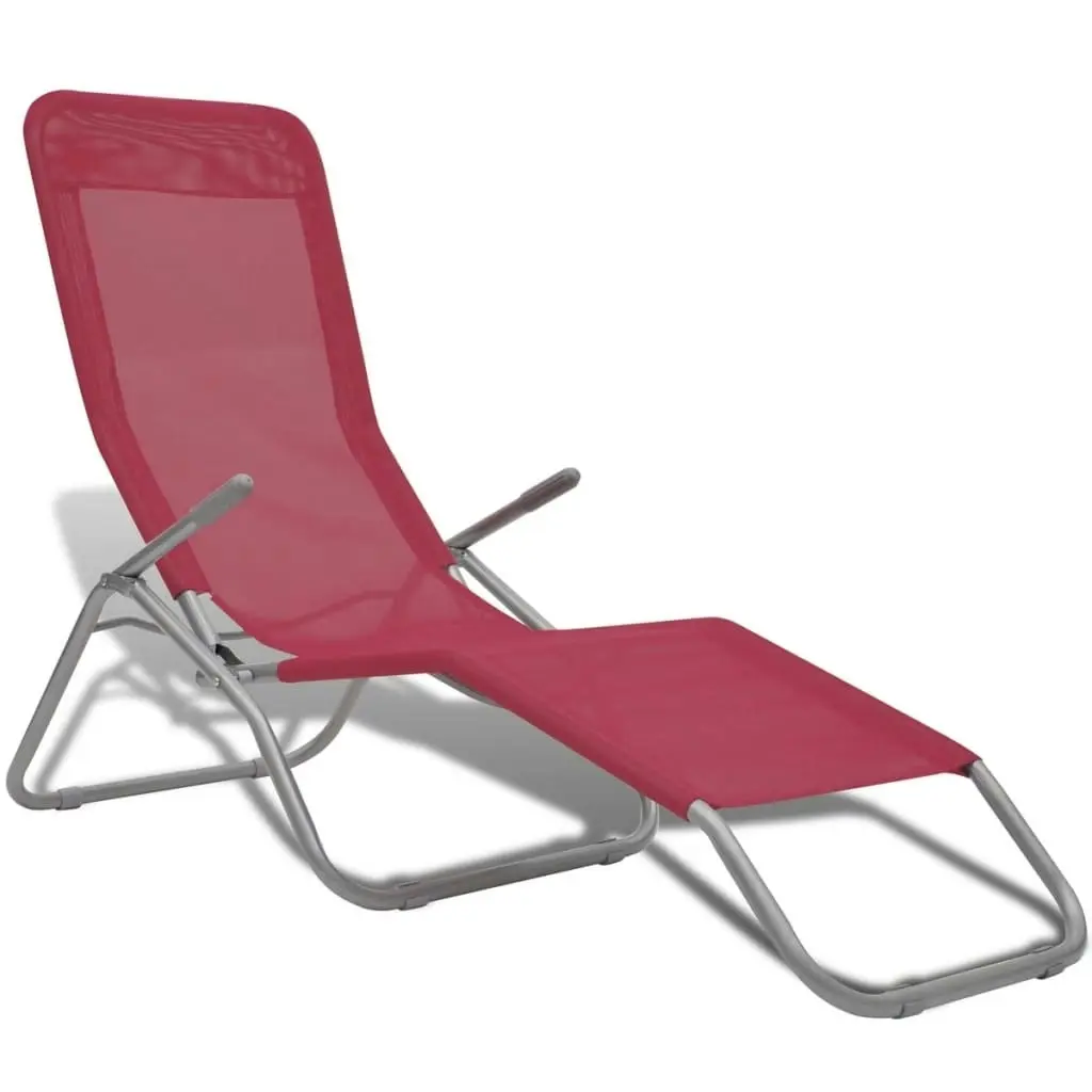 Sun Loungers 2 pcs Steel Frame and Textilene Red 41044