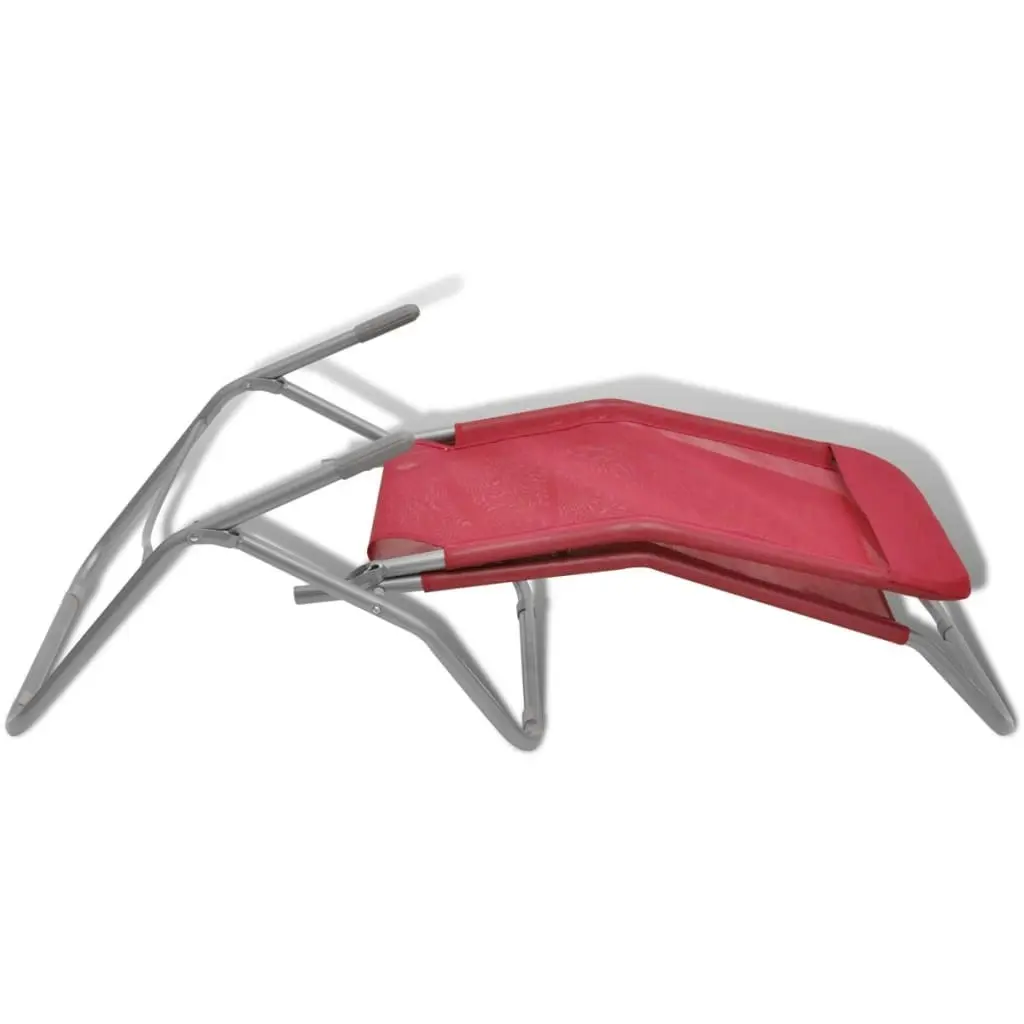 Sun Loungers 2 pcs Steel Frame and Textilene Red 41044