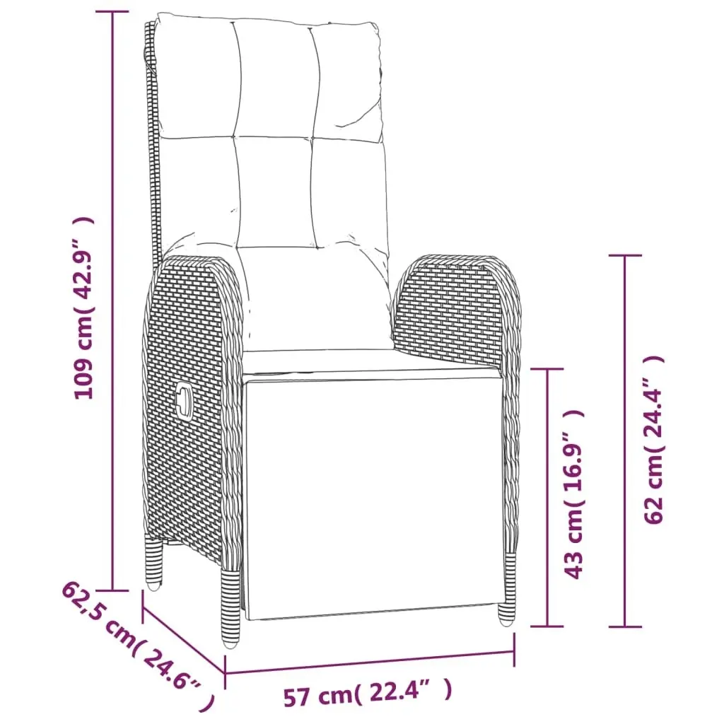 Outdoor Reclining Chairs with Cushions 2 pcs Poly Rattan Grey 319891