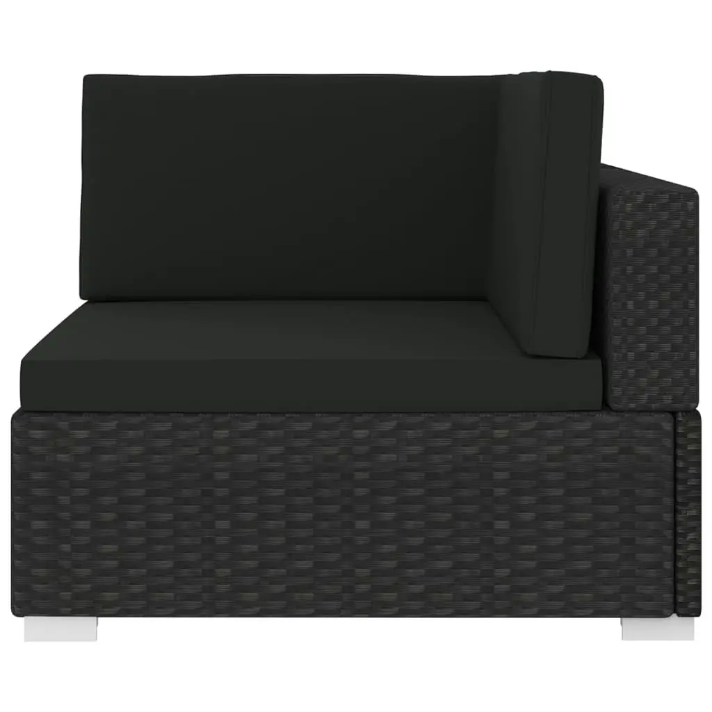 Sectional Corner Chair 1 pc with Cushions Poly Rattan Black 46800