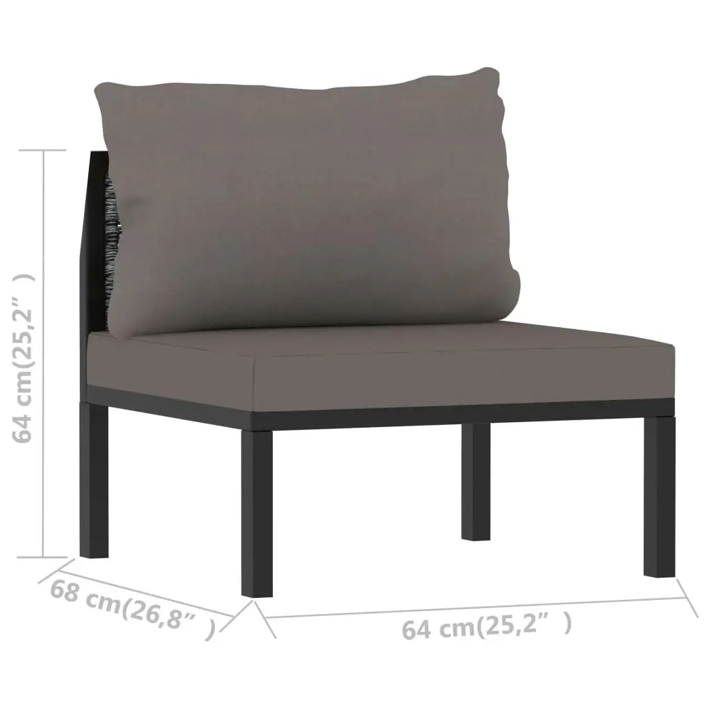 Sectional Middle Sofa with Cushion Poly Rattan Anthracite 49398