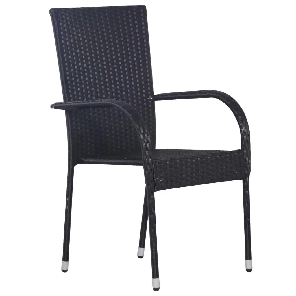 Stackable Outdoor Chairs 2 pcs Poly Rattan Black 44238