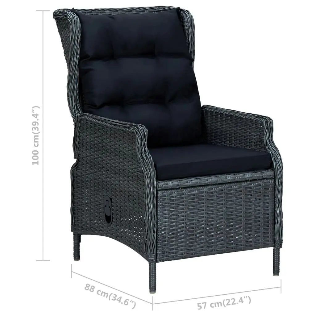 Reclining Garden Chair with Footstool Poly Rattan Dark Grey 313303