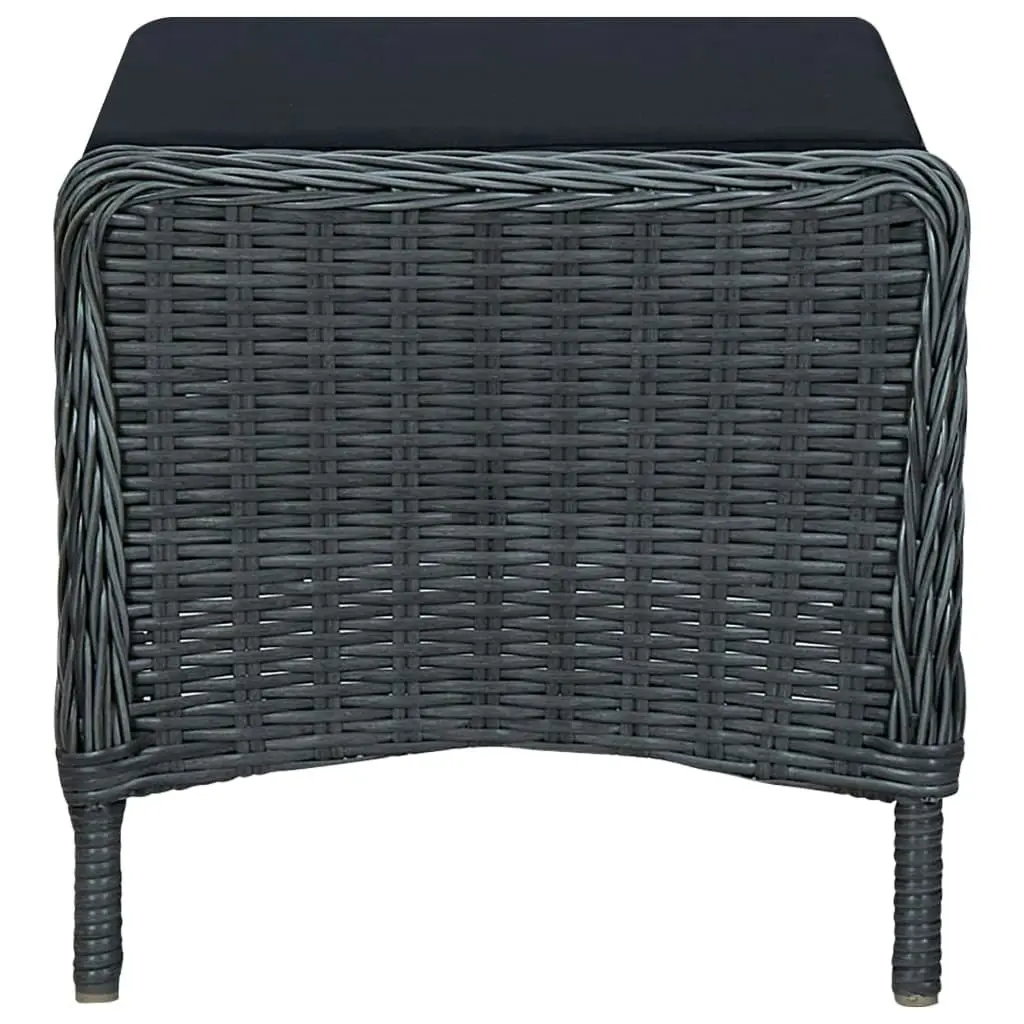 Reclining Garden Chair with Footstool Poly Rattan Dark Grey 313303