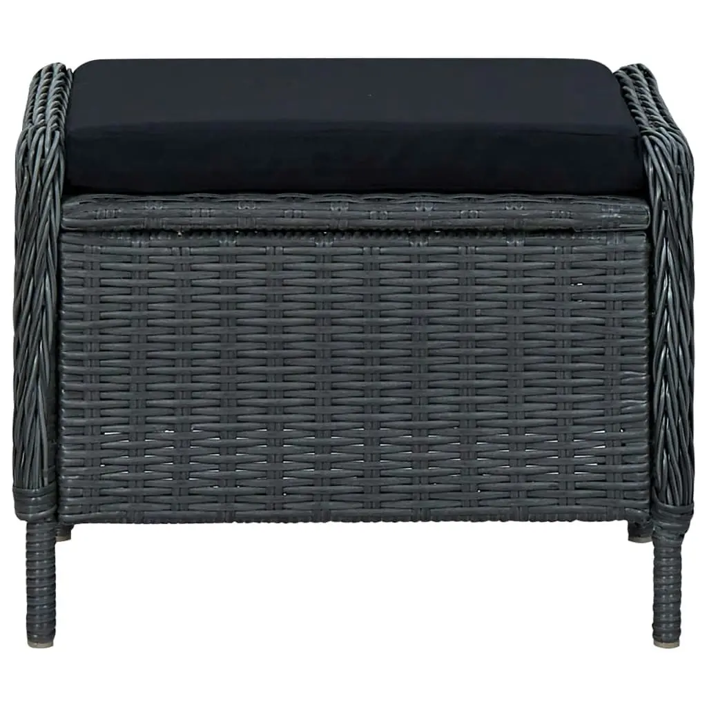 Reclining Garden Chair with Footstool Poly Rattan Dark Grey 313303