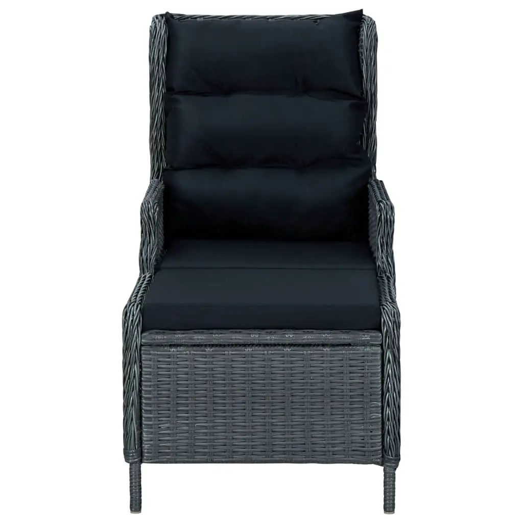 Reclining Garden Chair with Footstool Poly Rattan Dark Grey 313303