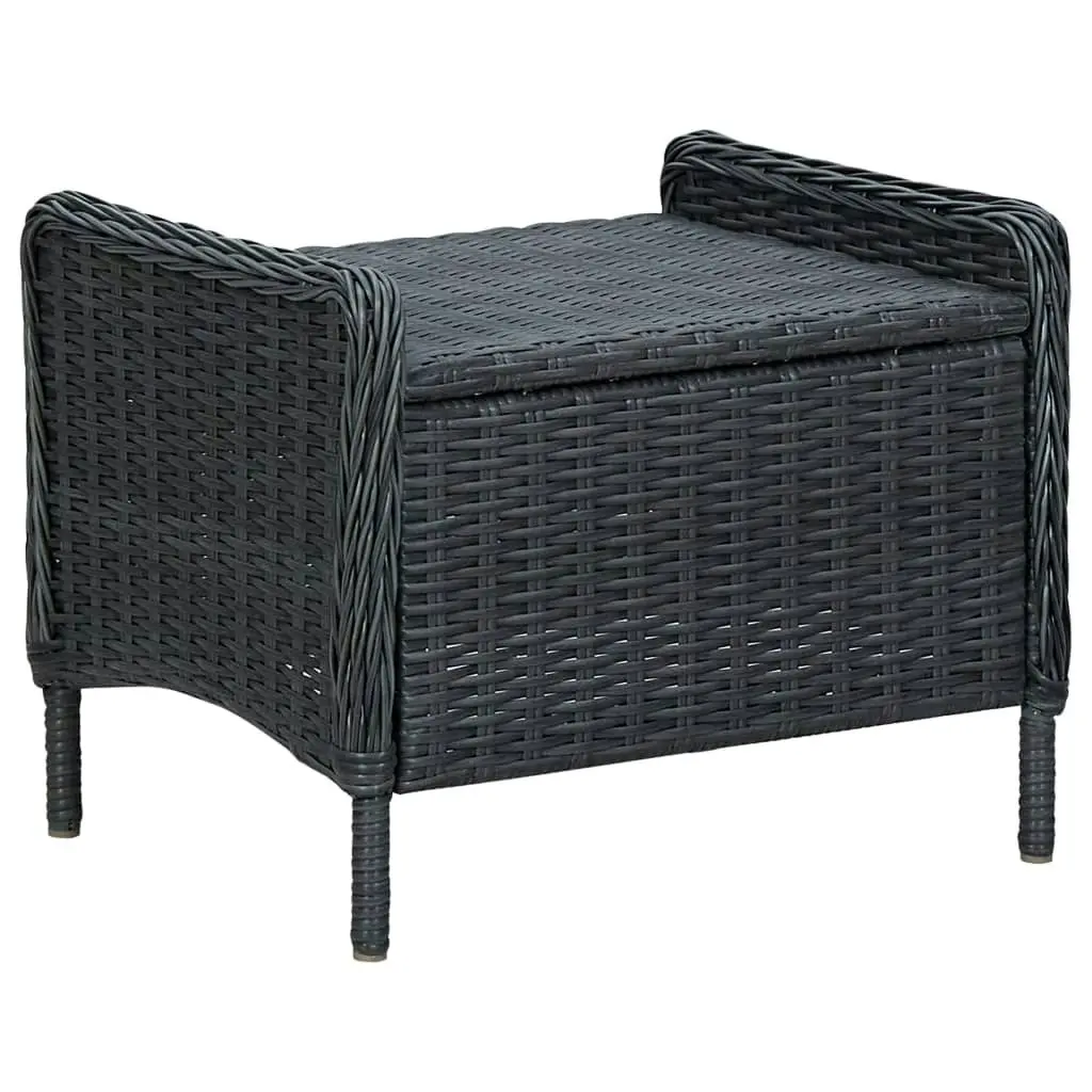 Reclining Garden Chair with Footstool Poly Rattan Dark Grey 313303