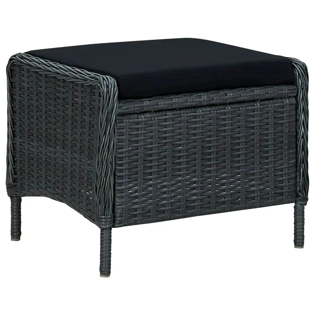 Reclining Garden Chair with Footstool Poly Rattan Dark Grey 313303