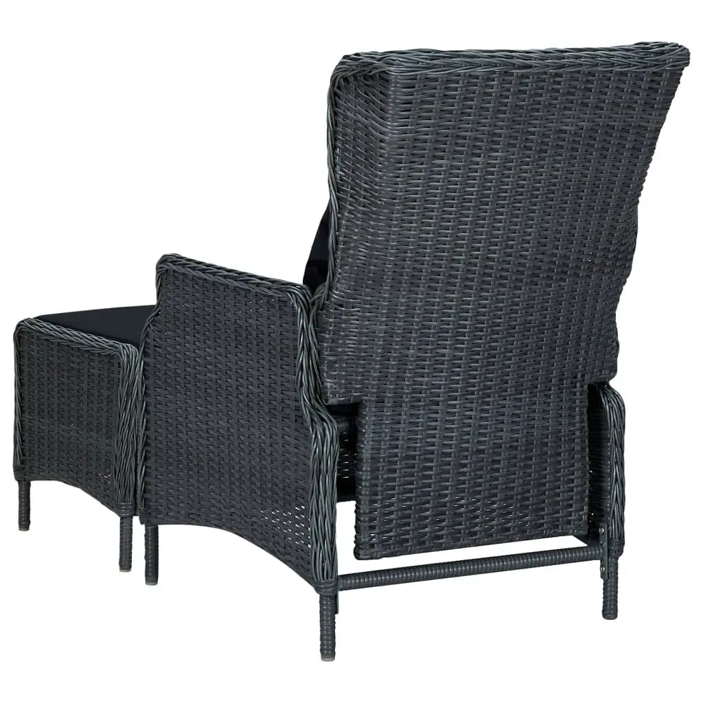 Reclining Garden Chair with Footstool Poly Rattan Dark Grey 313303