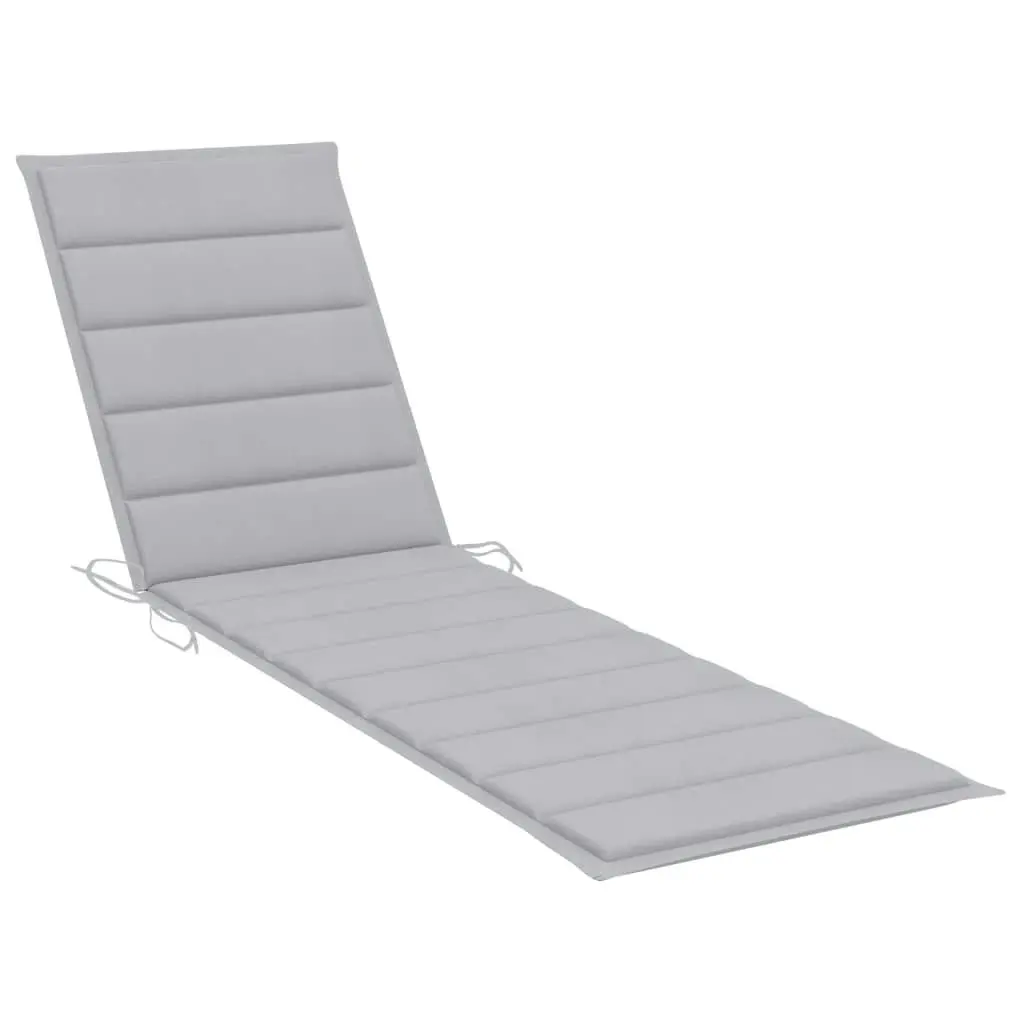 Sun Lounger with Grey Cushion Solid Teak Wood 3063007