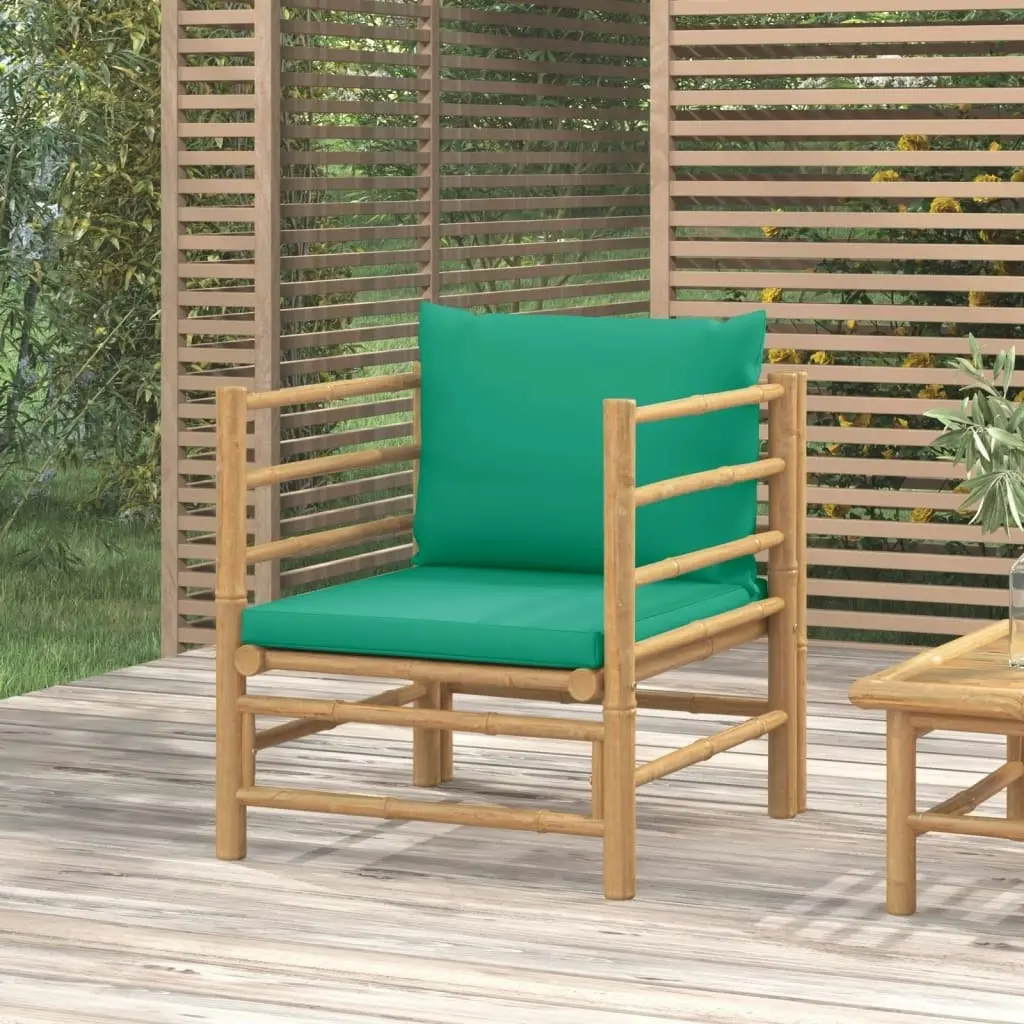 Garden Sofa with Green Cushions Bamboo 362296